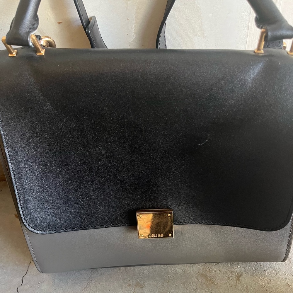 Tri color trapeze bag leather medium